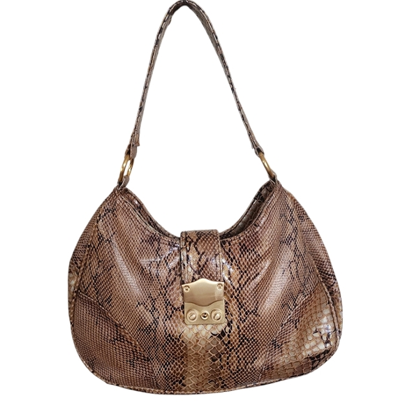 ☆New York & Company Tan Snakeskin Print Leather Boho Shoulder Bag☆ - Picture 3 of 4